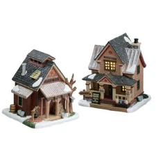 Lemax 2017 Sugartree Maple Farm Set Of 2 Vail Village 75207 Shingle & Tin Roofs