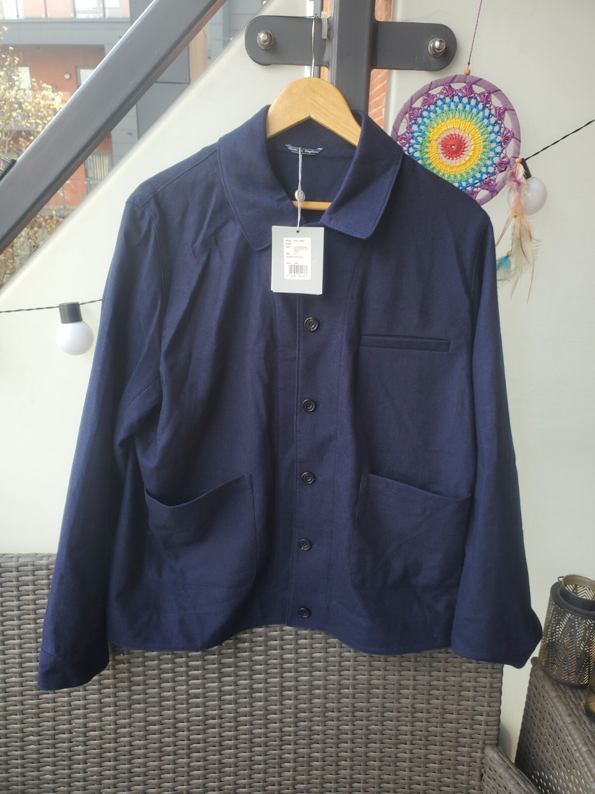 FILA Giacca Frontale Richard James (Savile Row) l Inchiostro Doppia Faccia Flanella Bottone l XL l