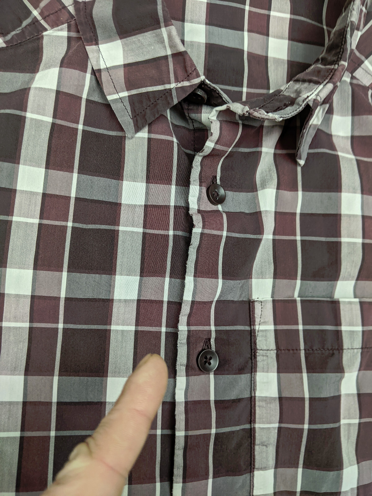 ARC'TERYX ARCTERYX Camicia Uomo S Grigio Borgogna Plaid Bottoni Manica Corta Campeggio Distressed