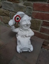 Statua Caffarel Gianduia Cioccolata Vintage Ceramica Bianca pubblicitario rara