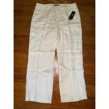 Lauren Ralph Lauren Cream Colored 100 Linen Pants 32.5" Inseam Size 16