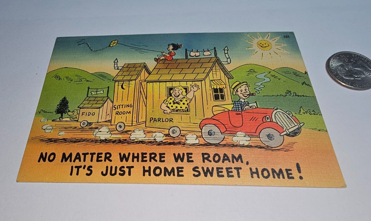 NO MATTER WHERE WE ROAM HOME SWEET HOME MOTOR RV POST CARD