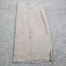 Eileen Fisher Woman Linen Blend A Line Full Midi Skirt Gray Lagenlook Size Large