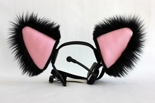 BLACK PINK furry kitty cat EAR wolf fox NECOMIMI COVERS ONLY cosplay anime