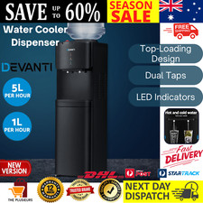 Top-loading Water Cooler Hot and Cold Dual Taps Dispenser Adjustable LED  Black