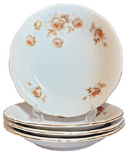 Set of 4 Mitterteich Norway Rose Brown Roses Bavaria Germany 8  Coupe Bowls