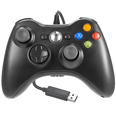 Black USB Wired Dual Shock Gamepad Game Controllers for Microsoft Xbox 360 / PC