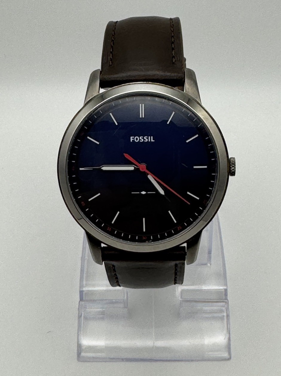 Fossil FS5377  Analog Quartz Leather Mens Wrist Watch Blue Dial