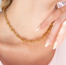 stainless steel necklace women In gold Over Stainless Steel.