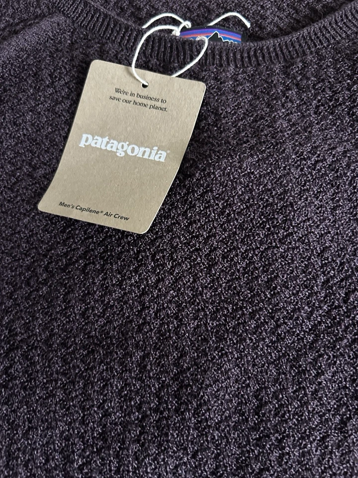 Patagonia Мужская Шерсть Мериноса Капилен Воздух Круглый Воротник Флисовое Основание Слой XXL Слива Новый с Ярлыками - Изображение 2 из 4