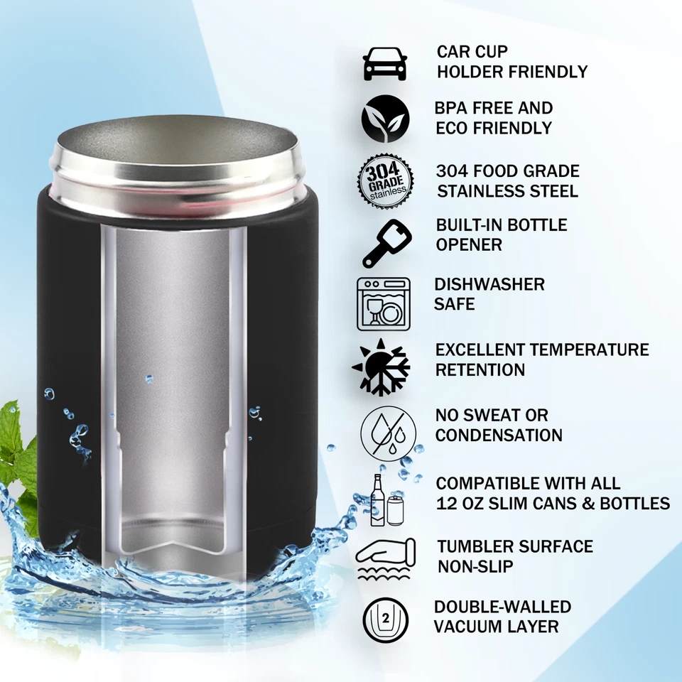 Enfriador de botellas de cerveza 3 en 1 aislado doble vacío enfriador de latas de acero inoxidable Foto 4 de 4