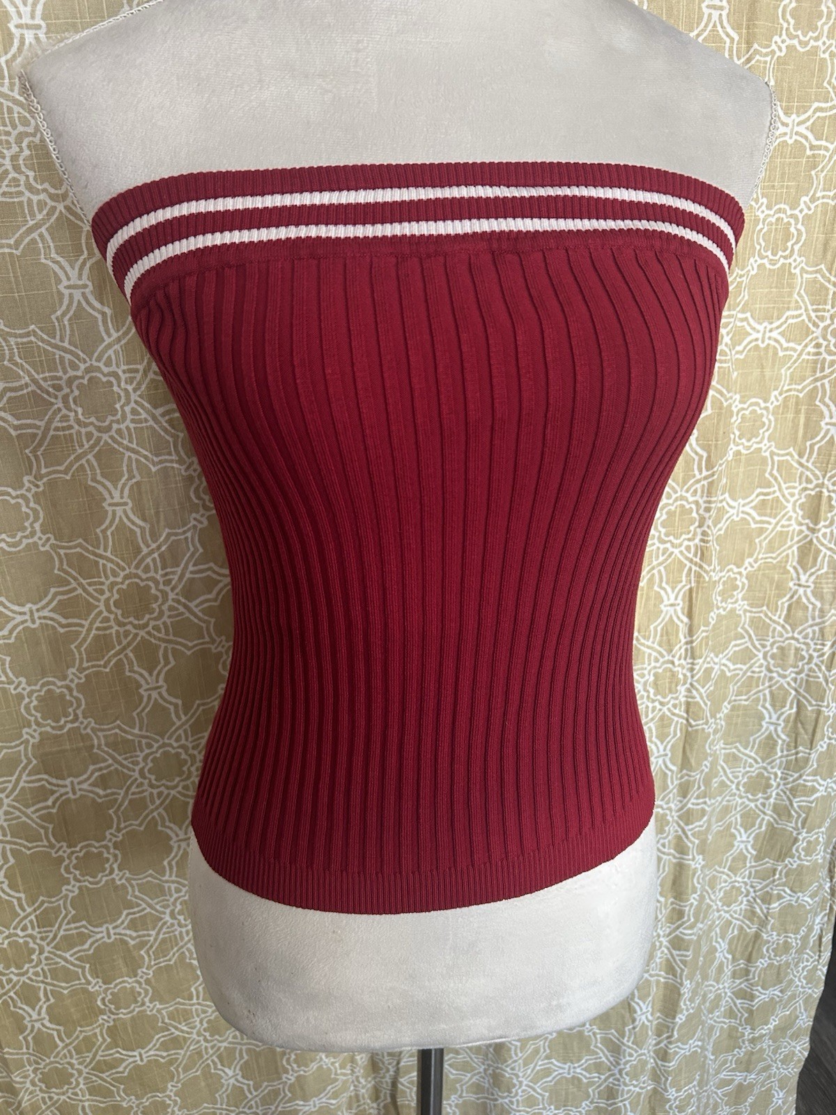 Cami Silk Blend Cranberry Strapless Top