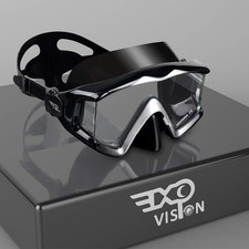 Adult Pano 3 Window Scuba Diving , Tempered Glass Snorkel Anti-Fog Swim No Le...