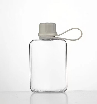 Flat Water Bottle Travel Flask Portable 8.2 Oz BPA Free Tritan Square Small Wate