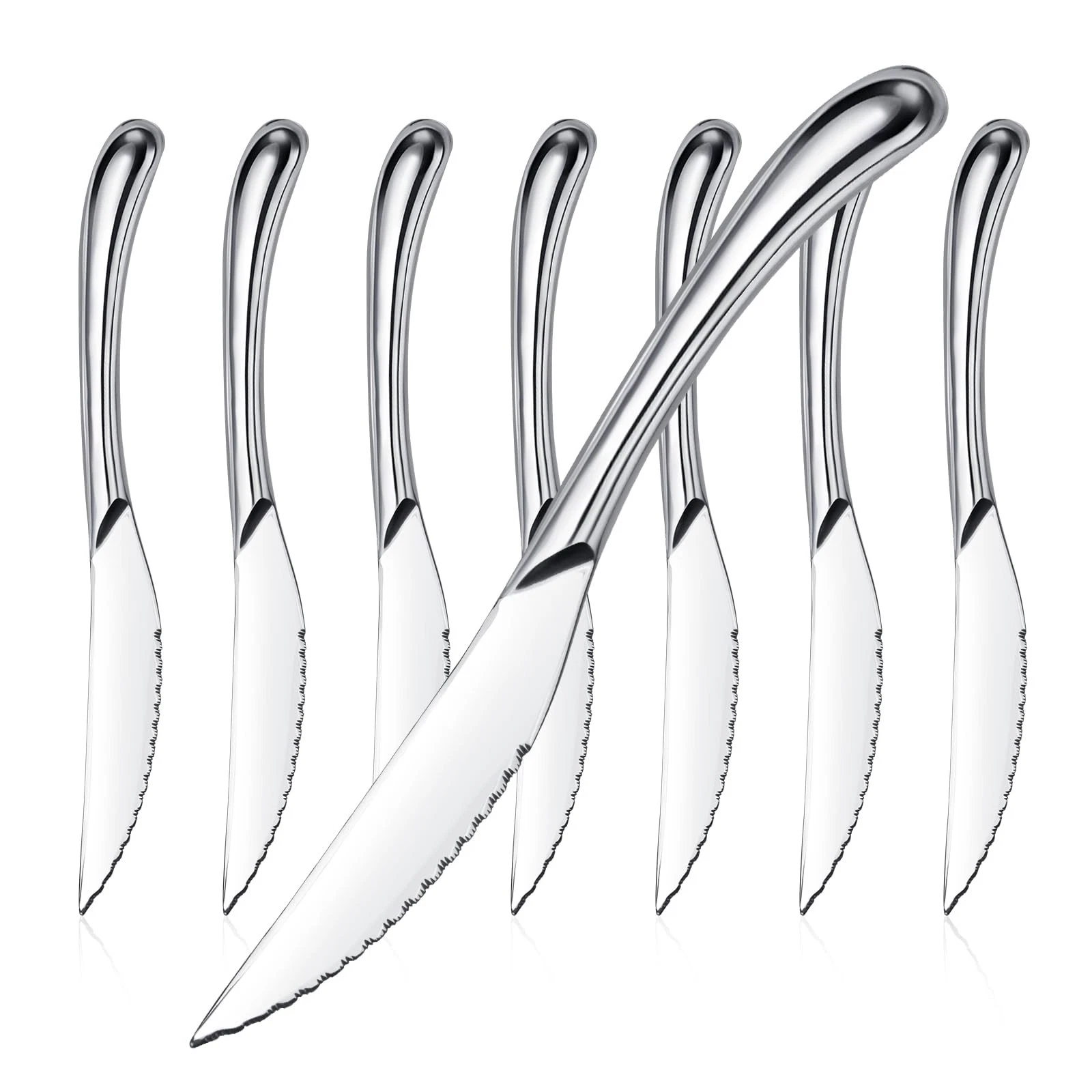 Steak Knives Set of 8, Sharp Serrated Steak Knives with Solid Handle, Premium...