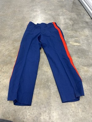 USMC Blue Dress Uniform Trousers Scarlet Blood Stripe Men's 32S