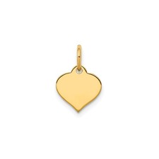 14k Yellow Gold Heart Pendant Charm for Women Polished Engravable Minimalist Jew