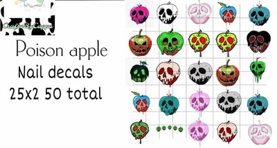 Poison Apples  Waterslide Nail Decals Set Of 50 Instructions & Bonus KC