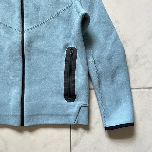 Nike Tech Jacket Hoodie Medium Blue Youth Boys Full Zip Lined Polyester Cotton - Picture 5 of 18