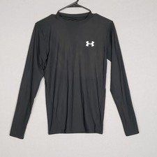 Under Armour Kids Size M Long Sleeve Compression Tee Black Sports Football Layer