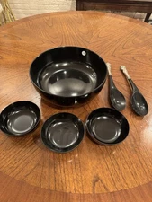 Great MCM TOWLE Sterling Mounted Melamine Salad Set 3 Bowls  & Utensils