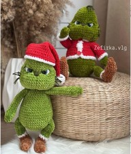 Handmade Green Monster Crochet Toy, Amigurumi Plush Character