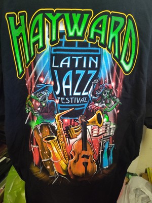 HAYWARD CA LATIN JAZZ FESTIVAL 2024 T SHIRT SKELETONS MUSICIANS 3XL BLACK