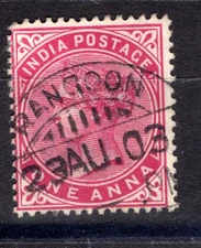 Burma India 1900 1a carmine fine RANGOON CDS