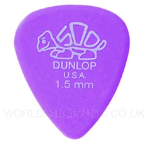 Dunlop Delrin 500 Guitar Picks / Plectrums 1.5mm - Players Pack of 12 Picks - Picture 2 of 3
