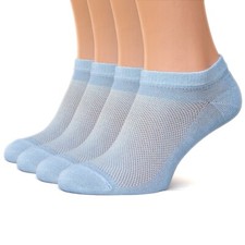 L-Blue Thin Breathable Cotton Low Cut Ankle Running socks for Women Men, 4 Pack