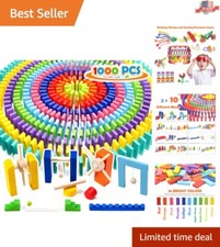 Domino Race  Creativity Set - 1000 Wooden Pieces with Bonus Blocks Included