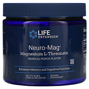 Neuro-Mag Magnesium L-Threonate Powder 3.29oz/93g Life Extension Tropical Punch 