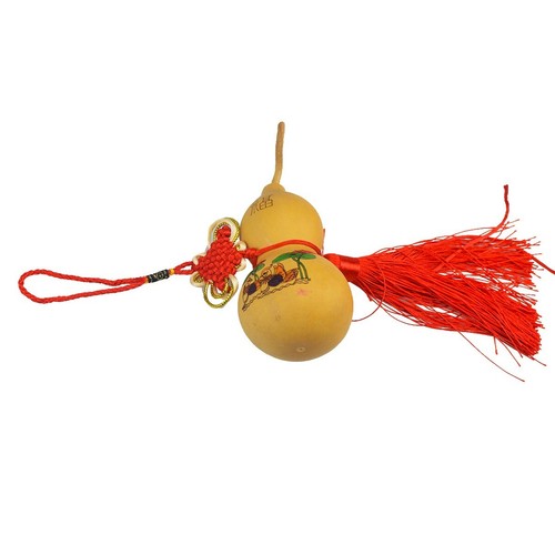 Amuleto Feng Shui Wu Lou Naturale Con Nodo Rosso E Dio Della Ricchezza - Portafortuna Lunga Vita