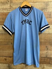 Vintage Russell Athletic Softball Baseball T-Shirt Large Baby Blue made in USA