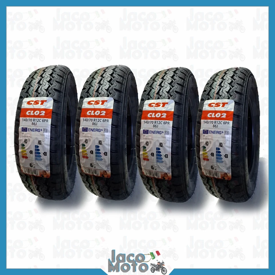 KIT SET 4 Copertoni Gomme Pneumatici PIAGGIO APE POKER 140 70 R12 CST 86J 8PR