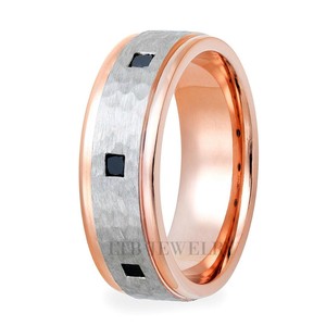 Zeus Bevel Rose Gold Diamond Elysium Ring Black Diamond Rings