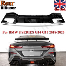 For BMW 8Series G14 G15 M850i M-Sport 2Door Gloss Black Rear Bumper Diffuser Lip