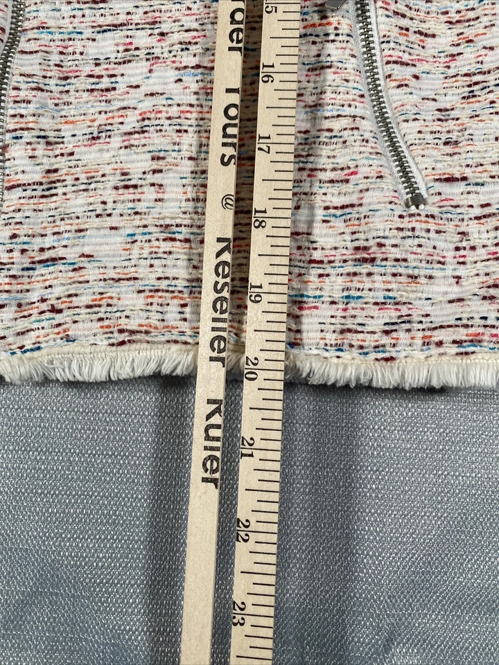 Blazer Promod feminino 2 tweed marfim metálico com zíper bolsos ajustados azul rosa laranja - Imagem 4 de 4