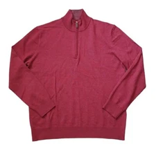 UNTUCKit 1/4 Zip Pullover Mens M Red Burgundy Sweater Extra Fine Merino Wool