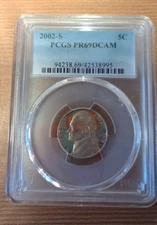 *PROOF* 2002-S PCGS PR69DCAM Nickel