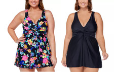 NWT Island Escape Women's Twist Front Swimdress Plus Sizes 18W-22W 80 LLL99
