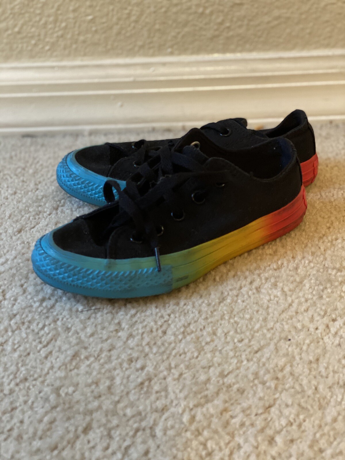 rainbow bottom vans