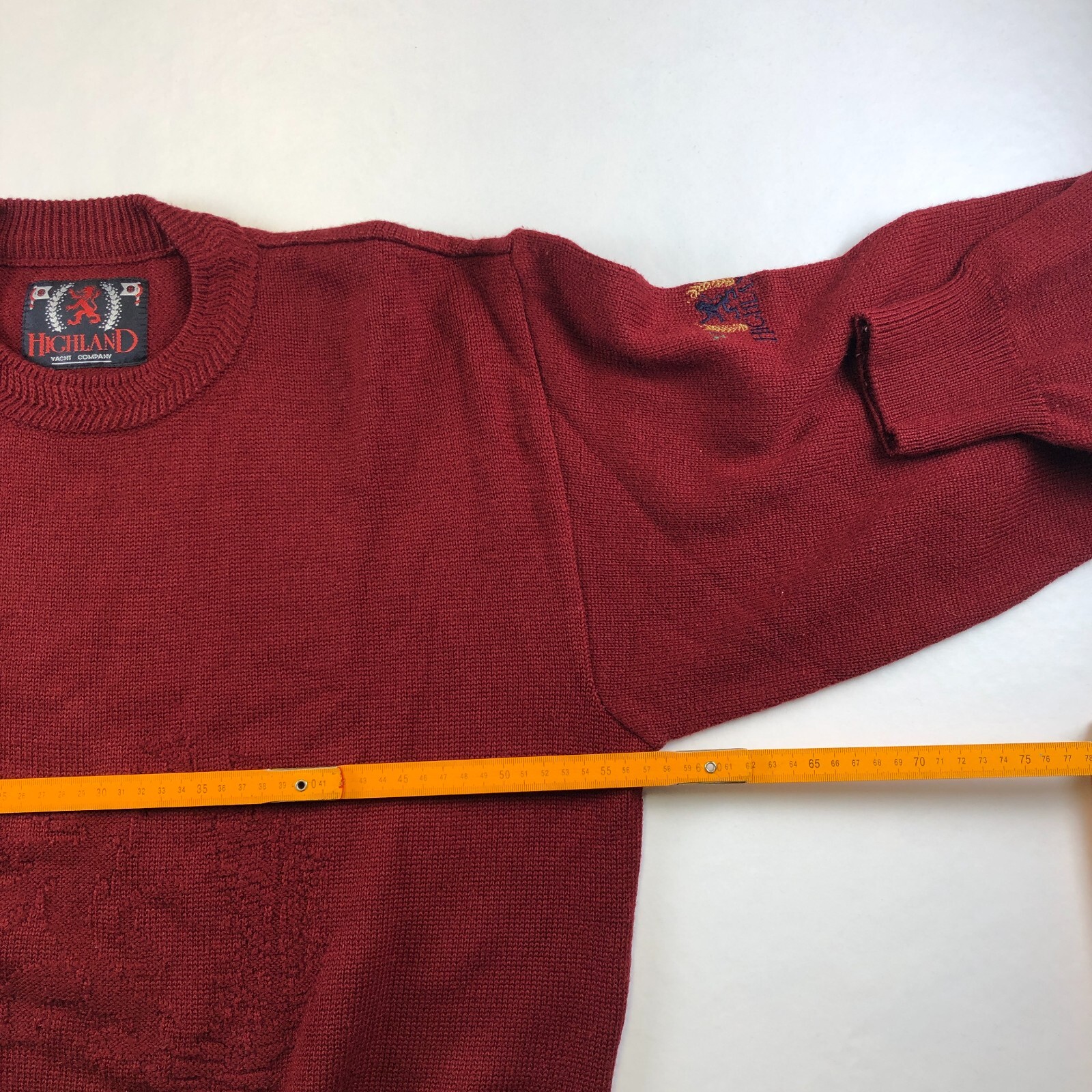 Vintage 90s Yachting Red Wool Mix Jumper Sweater Embroided logo M image 7