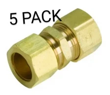 5 PACK  Brass Compression Union 1/4" x 1/4"  Maintenance Warehouse 