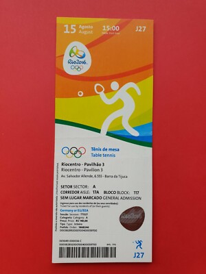 Used Ticket Olympic Games 2016 Rio Olympia Table Tennis J27 Team Japan Germany