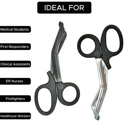Verbandschere Schere 19 cm, EMT. Trauma, Schere, silber und schwarz beschichtet.