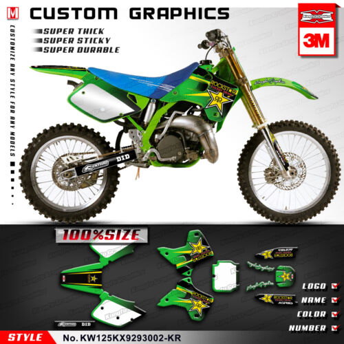 Motocross Decal KX125 Graphics for KX 125 KX250 1992 1993 Custom Stickers Green - Picture 1 of 16