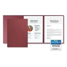 10 Bewerbungsmappen Bordeaux 3-teilig feinste Lederstruktur 2 Klemmschienen Set