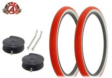 ALTA BICYCLE WIRE BEAAD CRUISER TIRES 26 x 2.125 RED/WHITE MINI BRICK 6pc SET.