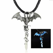 Retro Silver Glow In The Dark Cross Dragon Pendant Luminous Necklace Jewelry Hot